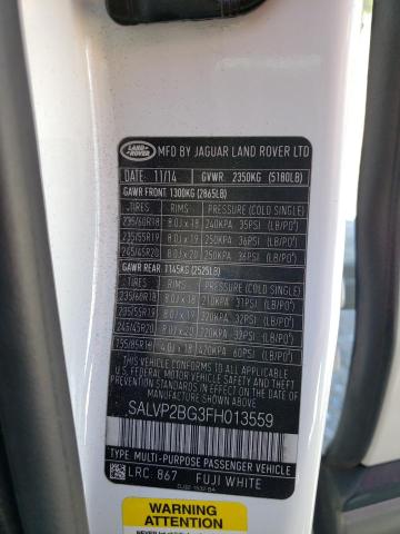 Photo 10 from auction – 2015 LAND ROVER RANGE ROVE with VIN SALVP2BG3FH013559
