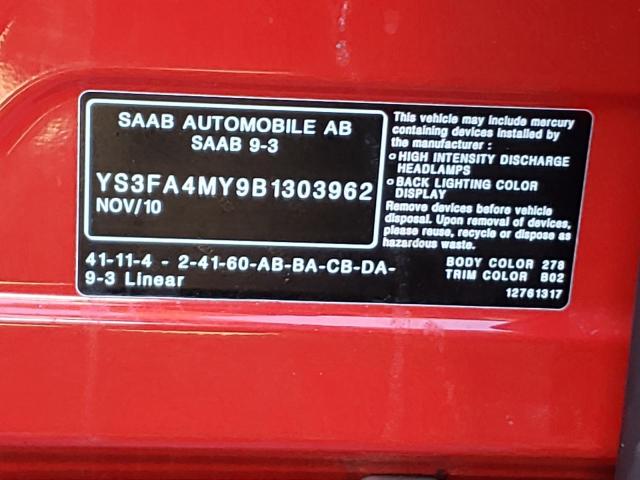 Photo 10 from auction – 2011 SAAB 9-3 2.0T with VIN YS3FA4MY9B1303962