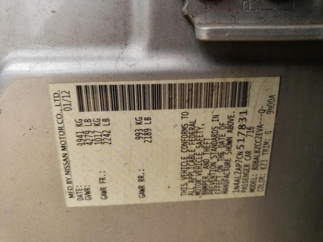 Photo 10 from auction – 2012 NISSAN ALTIMA BAS with VIN 1N4AL2AP7CN517831