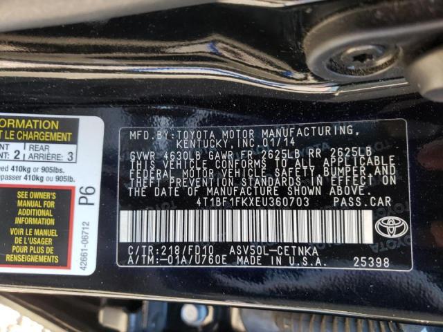 Photo 10 from auction – 2014 TOYOTA CAMRY L with VIN 4T1BF1FKXEU360703