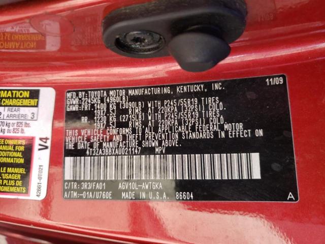Photo 10 from auction – 2010 TOYOTA VENZA with VIN 4T3ZA3BBXAU021147