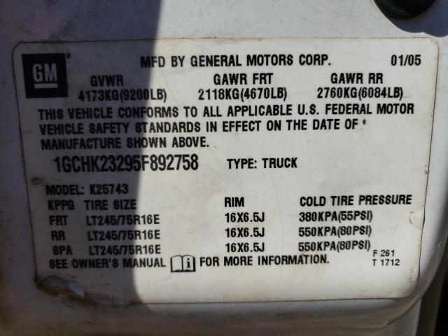 Photo 10 from auction – 2005 CHEVROLET SILVERADO with VIN 1GCHK23295F892758