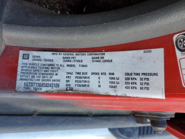 Photo 10 from auction – 2005 GMC CANYON with VIN 1GTDT136858243109