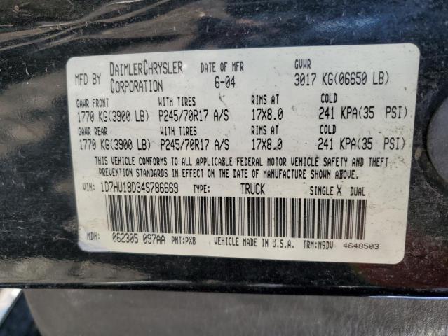 Photo 10 from auction – 2004 DODGE RAM 1500 S with VIN 1D7HU18D34S786669