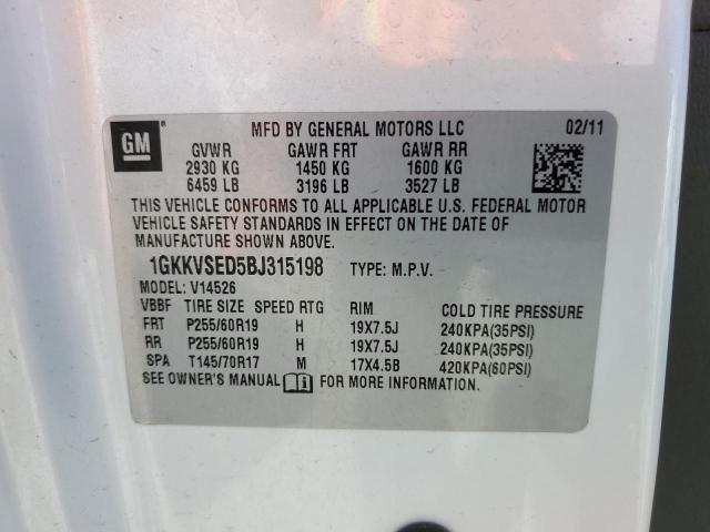 Photo 10 from auction – 2011 GMC ACADIA SLT with VIN 1GKKVSED5BJ315198