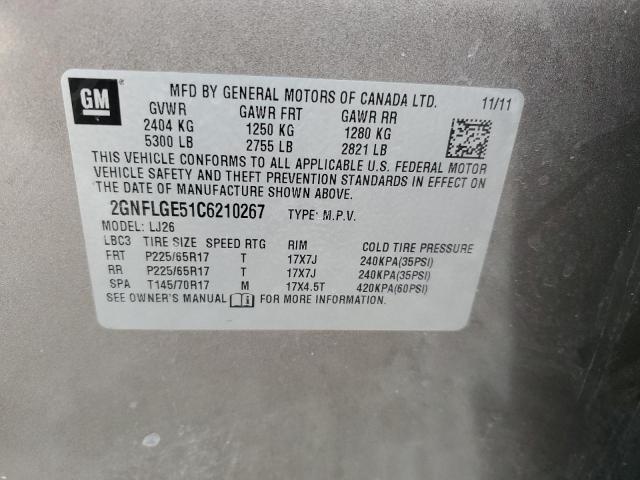 Photo 10 from auction – 2012 CHEVROLET EQUINOX LT with VIN 2GNFLGE51C6210267