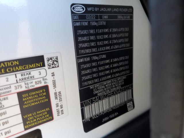 Photo 10 from auction – 2022 LAND ROVER RANGE ROVE with VIN SALWZ2REXNA231234