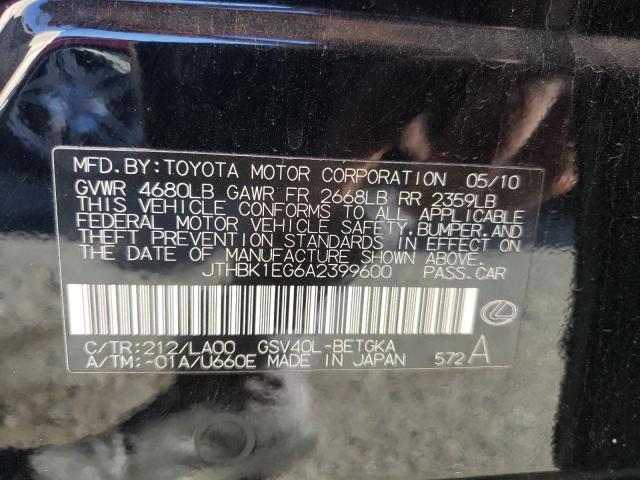 Photo 10 from auction – 2010 LEXUS ES 350 with VIN JTHBK1EG6A2399600