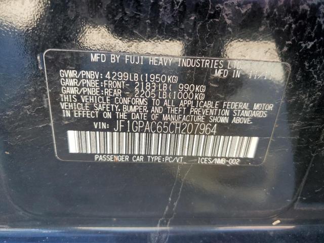 Photo 10 from auction – 2012 SUBARU IMPREZA PR with VIN JF1GPAC65CH207964