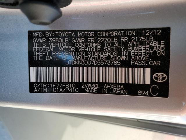 Photo 10 from auction – 2013 TOYOTA PRIUS with VIN JTDKN3DU7D5573785