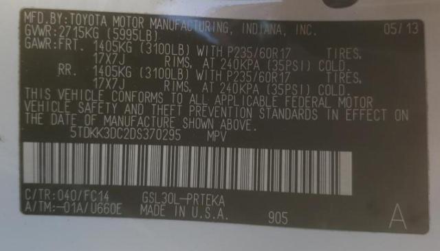 Photo 10 from auction – 2013 TOYOTA SIENNA LE with VIN 5TDKK3DC2DS370295