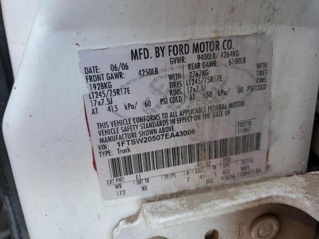 Photo 10 from auction – 2007 FORD F250 SUPER with VIN 1FTSW20507EA43006