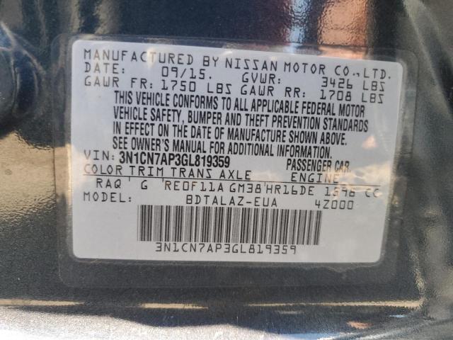Photo 10 from auction – 2016 NISSAN VERSA S with VIN 3N1CN7AP3GL819359