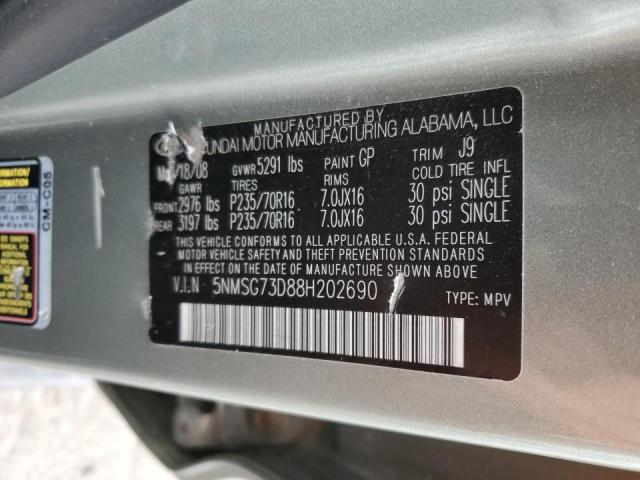 Photo 10 from auction – 2008 HYUNDAI SANTA FE G with VIN 5NMSG73D88H202690