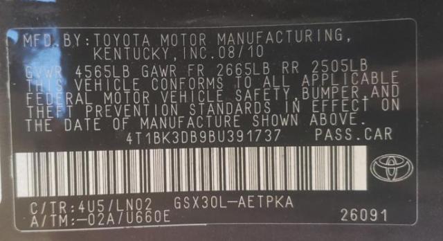 Photo 10 from auction – 2011 TOYOTA AVALON BAS with VIN 4T1BK3DB9BU391737
