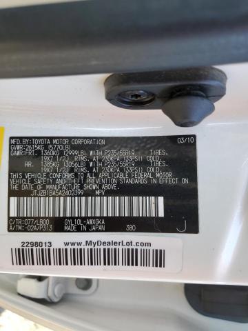 Photo 10 from auction – 2010 LEXUS RX 450 with VIN JTJZB1BA5A2402399