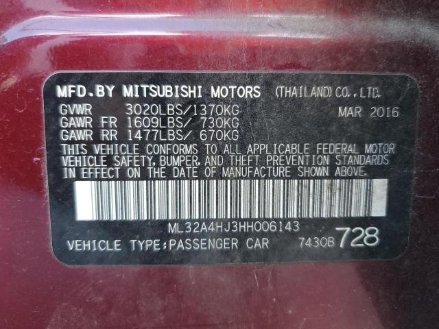 Photo 10 from auction – 2017 MITSUBISHI MIRAGE SE with VIN ML32A4HJ3HH006143