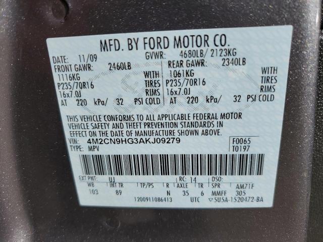 Photo 10 from auction – 2010 MERCURY MARINER PR with VIN 4M2CN9HG3AKJ09279