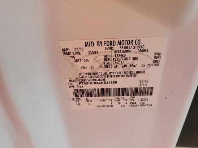Photo 10 from auction – 2010 FORD F150 with VIN 1FTMF1C83AKE34359