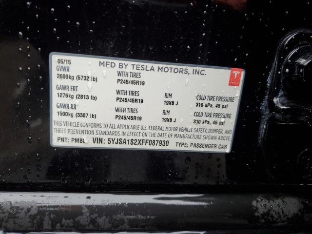 Photo 10 from auction – 2015 TESLA MODEL S 70 with VIN 5YJSA1S2XFF087930