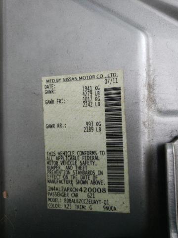 Photo 10 from auction – 2012 NISSAN ALTIMA BAS with VIN 1N4AL2APXCN420008