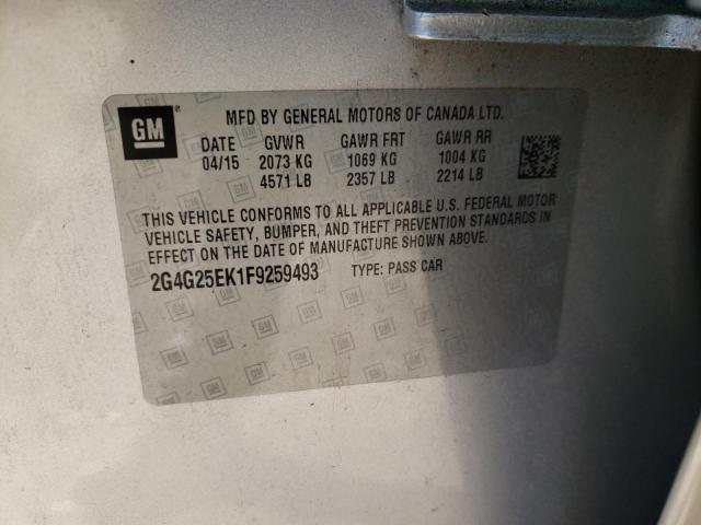 Photo 10 from auction – 2015 BUICK REGAL 1SV with VIN 2G4G25EK1F9259493