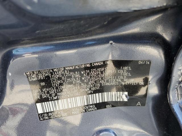 Photo 10 from auction – 2014 TOYOTA RAV4 XLE with VIN 2T3WFREV2EW101982