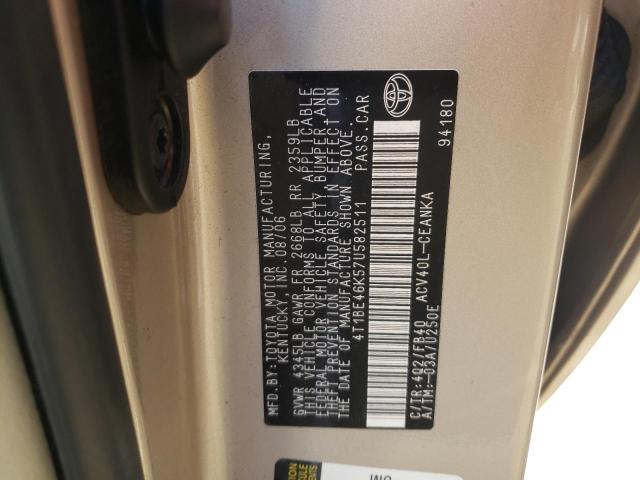 Photo 10 from auction – 2007 TOYOTA CAMRY CE with VIN 4T1BE46K57U582511