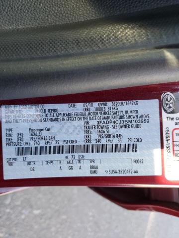 Photo 10 from auction – 2011 FORD FIESTA SEL with VIN 3FADP4CJ3BM103959