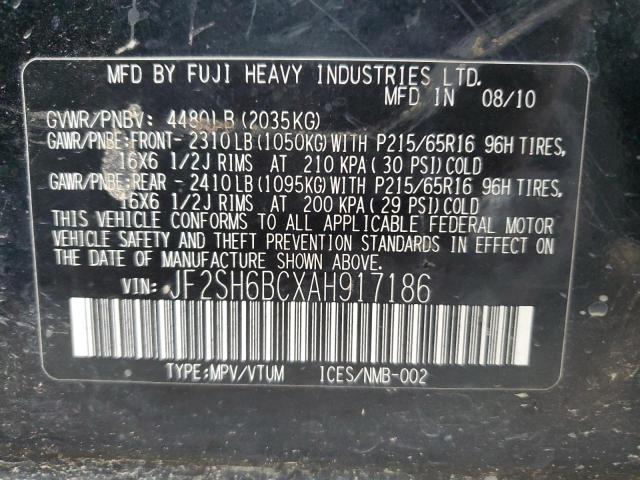 Photo 10 from auction – 2010 SUBARU FORESTER X with VIN JF2SH6BCXAH917186