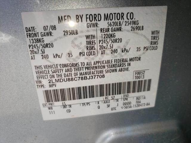 Photo 10 from auction – 2008 LINCOLN MKX with VIN 2LMDU88C78BJ37708
