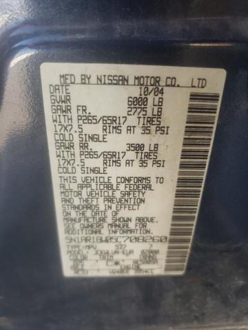 Photo 10 from auction – 2005 NISSAN PATHFINDER with VIN 5N1AR18W05C708260