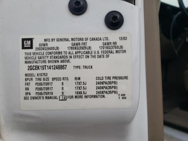 Photo 10 from auction – 2004 CHEVROLET SILVERADO with VIN 2GCEK19T141248867