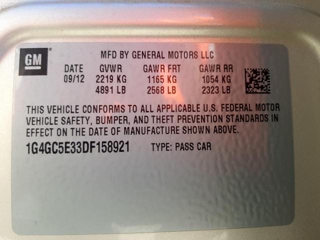 Photo 10 from auction – 2013 BUICK LACROSSE with VIN 1G4GC5E33DF158921