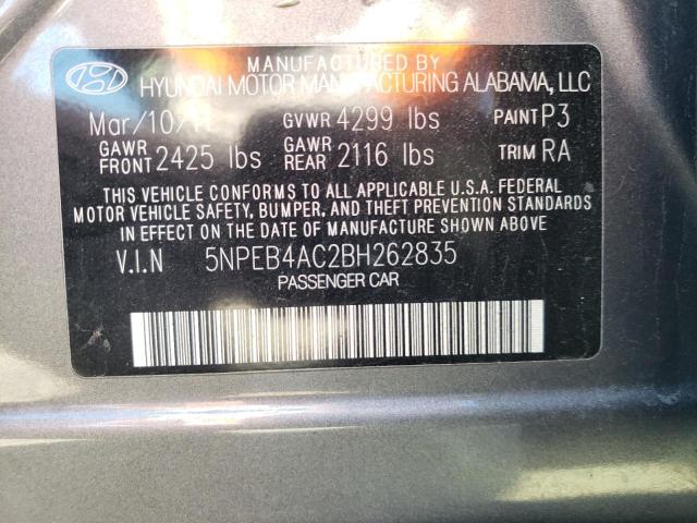 Photo 10 from auction – 2011 HYUNDAI SONATA GLS with VIN 5NPEB4AC2BH262835