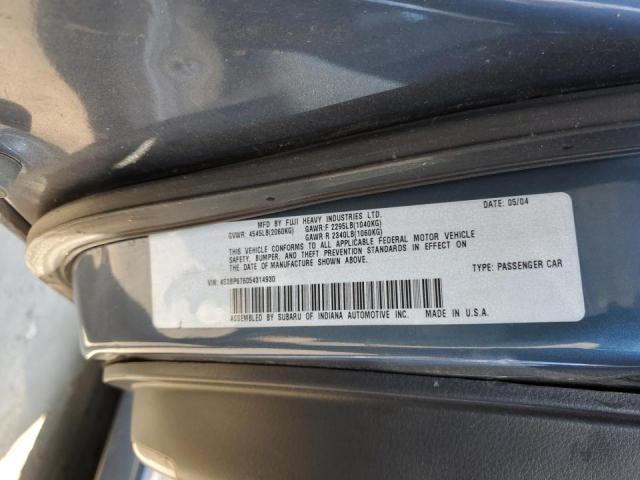 Photo 10 from auction – 2005 SUBARU LEGACY GT with VIN 4S3BP676054314930