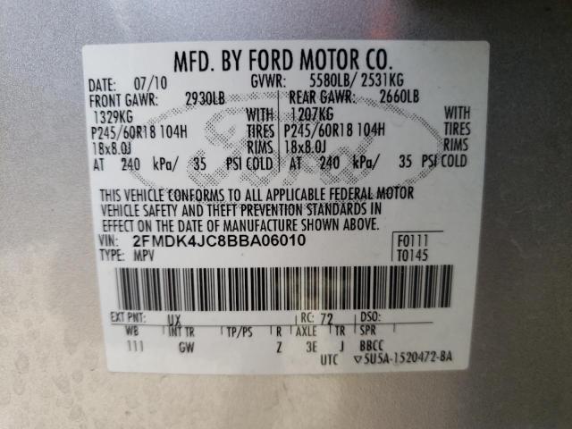 Photo 10 from auction – 2011 FORD EDGE SEL with VIN 2FMDK4JC8BBA06010