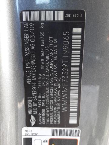 Photo 10 from auction – 2009 MINI COOPER S with VIN WMWMF73529TT99065