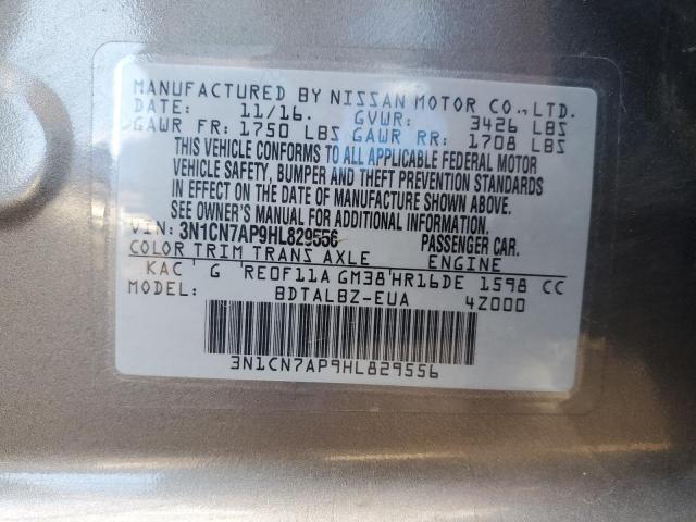 Photo 10 from auction – 2017 NISSAN VERSA S with VIN 3N1CN7AP9HL829556