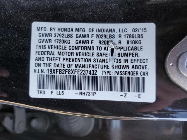 Photo 10 from auction – 2015 HONDA CIVIC EX with VIN 19XFB2F8XFE237432