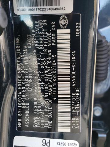 Photo 10 from auction – 2012 TOYOTA CAMRY BASE with VIN 4T4BF1FK8CR210415