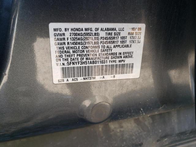 Photo 10 from auction – 2010 HONDA PILOT EXL with VIN 5FNYF3H51AB011031