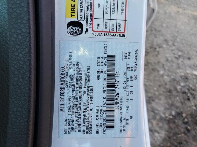 Photo 10 from auction – 2007 LINCOLN MKZ with VIN 3LNHM26T17R671154