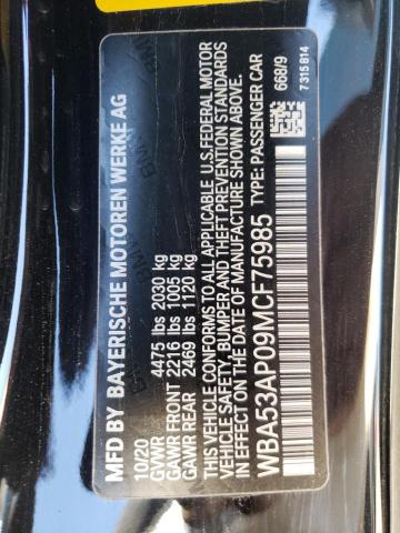 Photo 10 from auction – 2021 BMW 430I with VIN WBA53AP09MCF75985