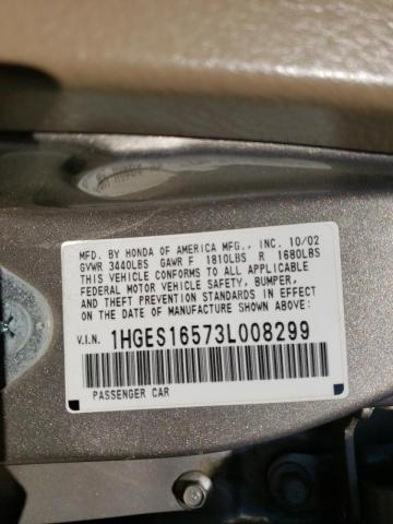 Photo 10 from auction – 2003 HONDA CIVIC LX with VIN 1HGES16573L008299