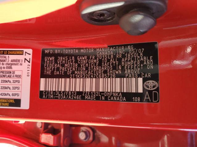 Photo 10 from auction – 2007 TOYOTA COROLLA MA with VIN 2T1KR32E47C685726