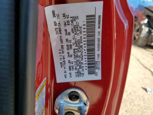 Photo 10 from auction – 2006 MITSUBISHI ECLIPSE GS with VIN 4A3AK24F46E026991