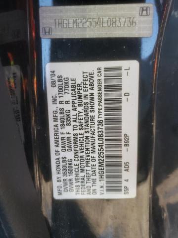 Photo 10 from auction – 2004 HONDA CIVIC LX with VIN 1HGEM22554L083736