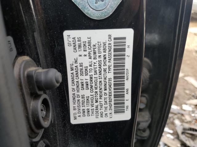 Photo 10 from auction – 2014 HONDA CIVIC EX with VIN 2HGFB2F83EH540735