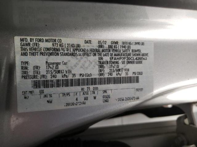 Photo 10 from auction – 2012 FORD FOCUS SE with VIN 1FAHP3F20CL426563